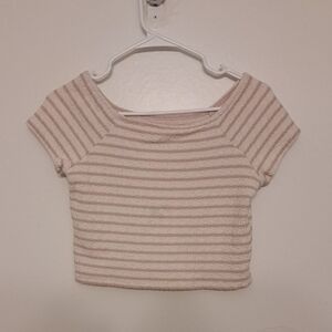 Almost Famous Pink and Cream Knit Top and skirt